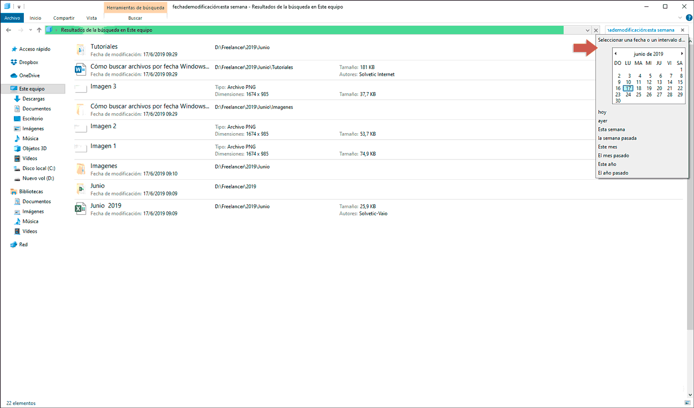 Buscar archivos por fecha en Windows Buscar archivos por fecha en Windows