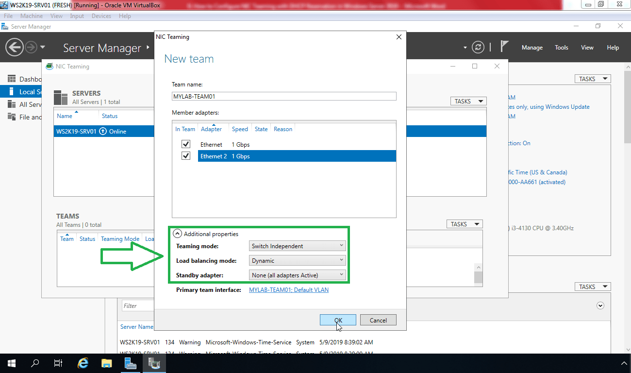 Conceptos basicos de NIC Teaming en Windows 11