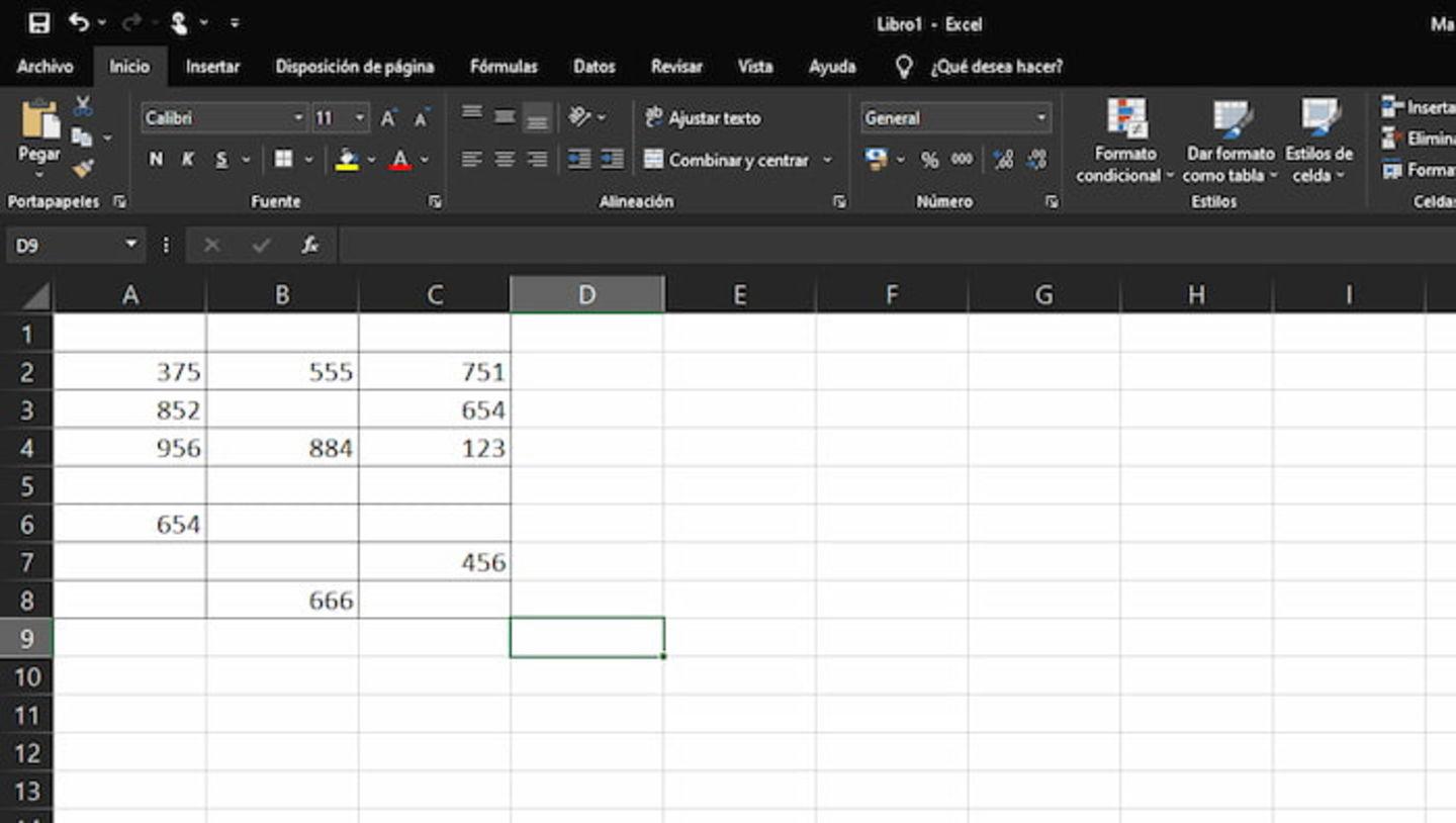 Eliminar columnas en blanco en Excel
