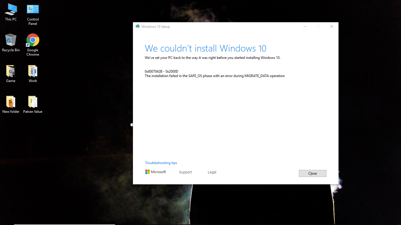 Error fallo en la fase de instalación SAFE_OS