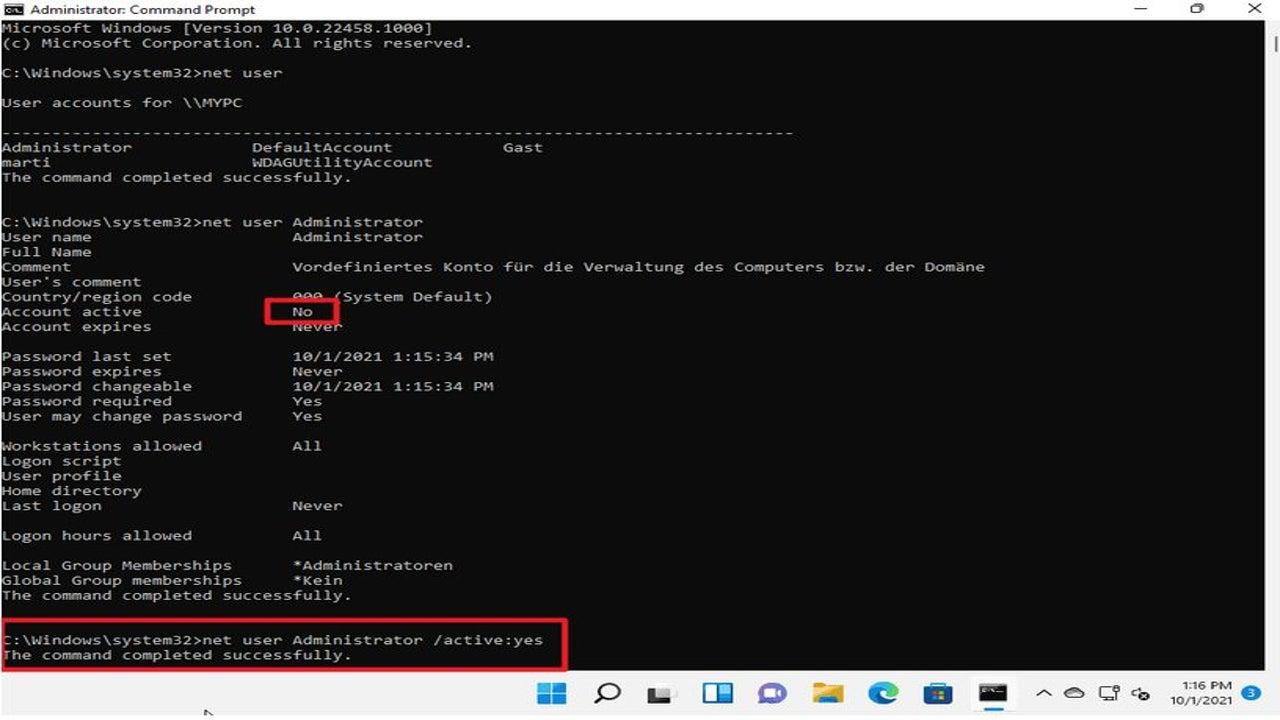 habilitar la cuenta de administrador oculta en windows 11