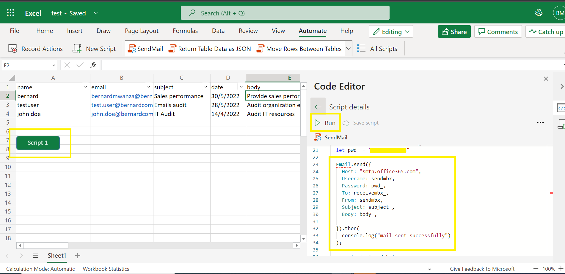 Office Scripts en Excel para la web