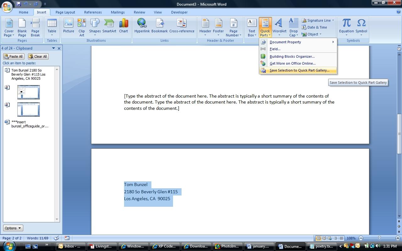 Elementos rápidos y bloques de creación en Microsoft Office