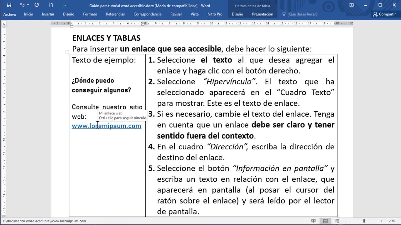 Accessible tables in Word: labeling and keyboard