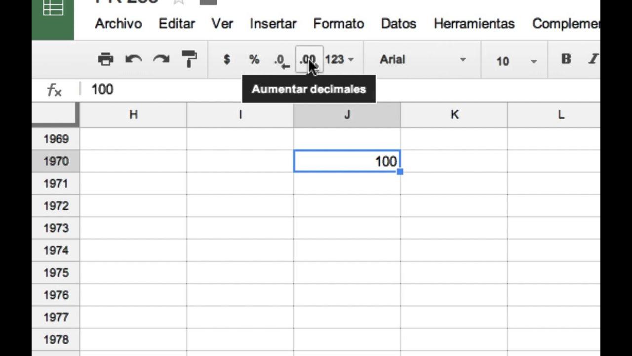 Configurar decimales en Excel