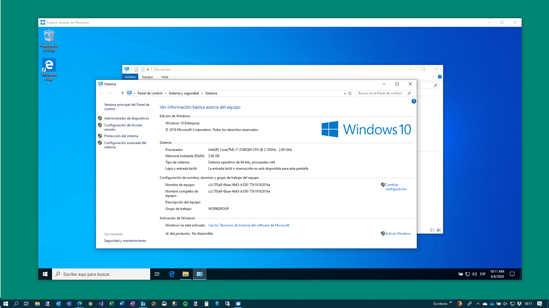 Entorno aislado de Windows Sandbox