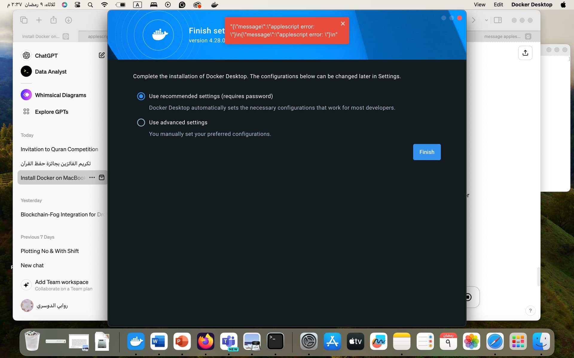 Errores de Docker en macOS