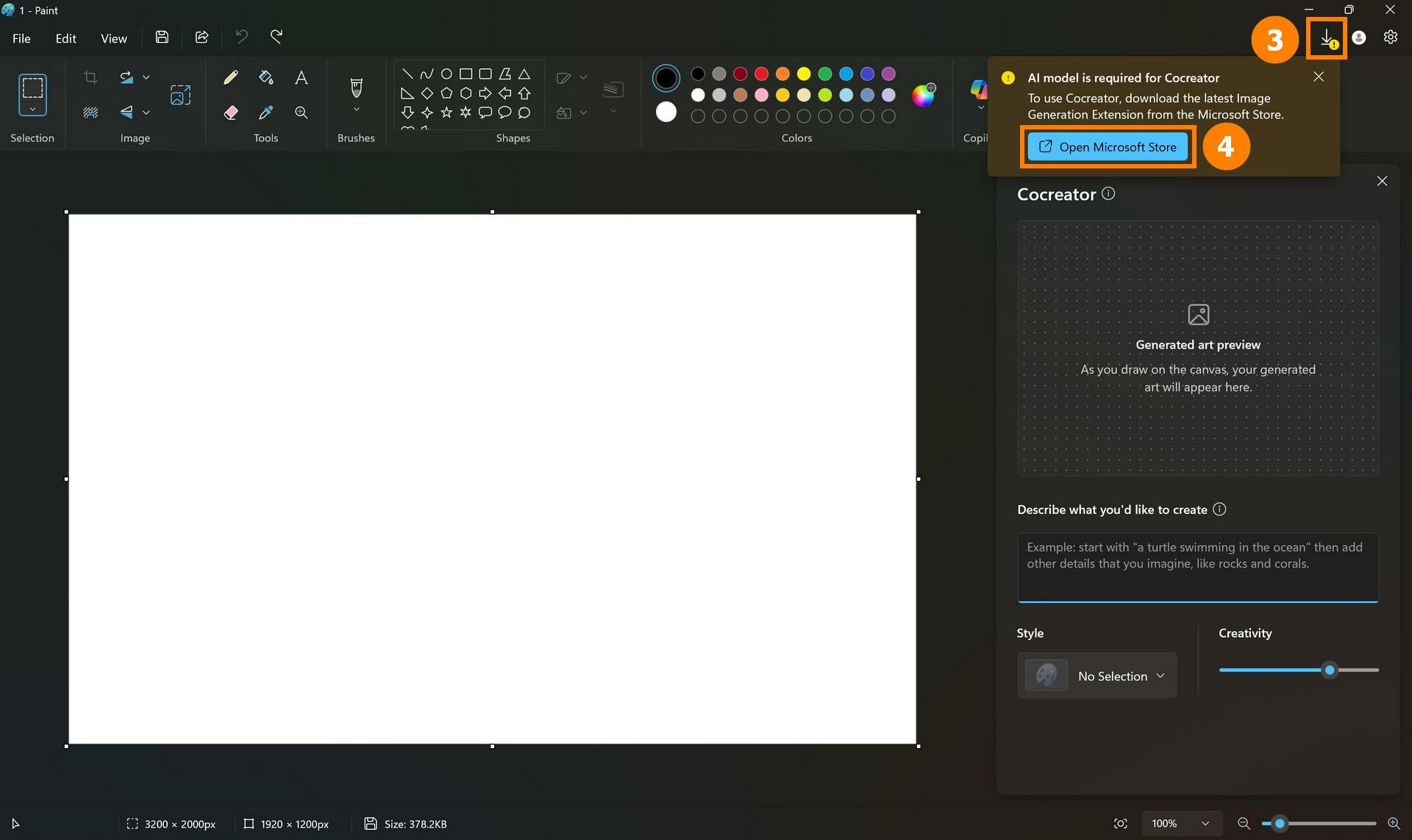 Activar Cocreator en Microsoft Paint
