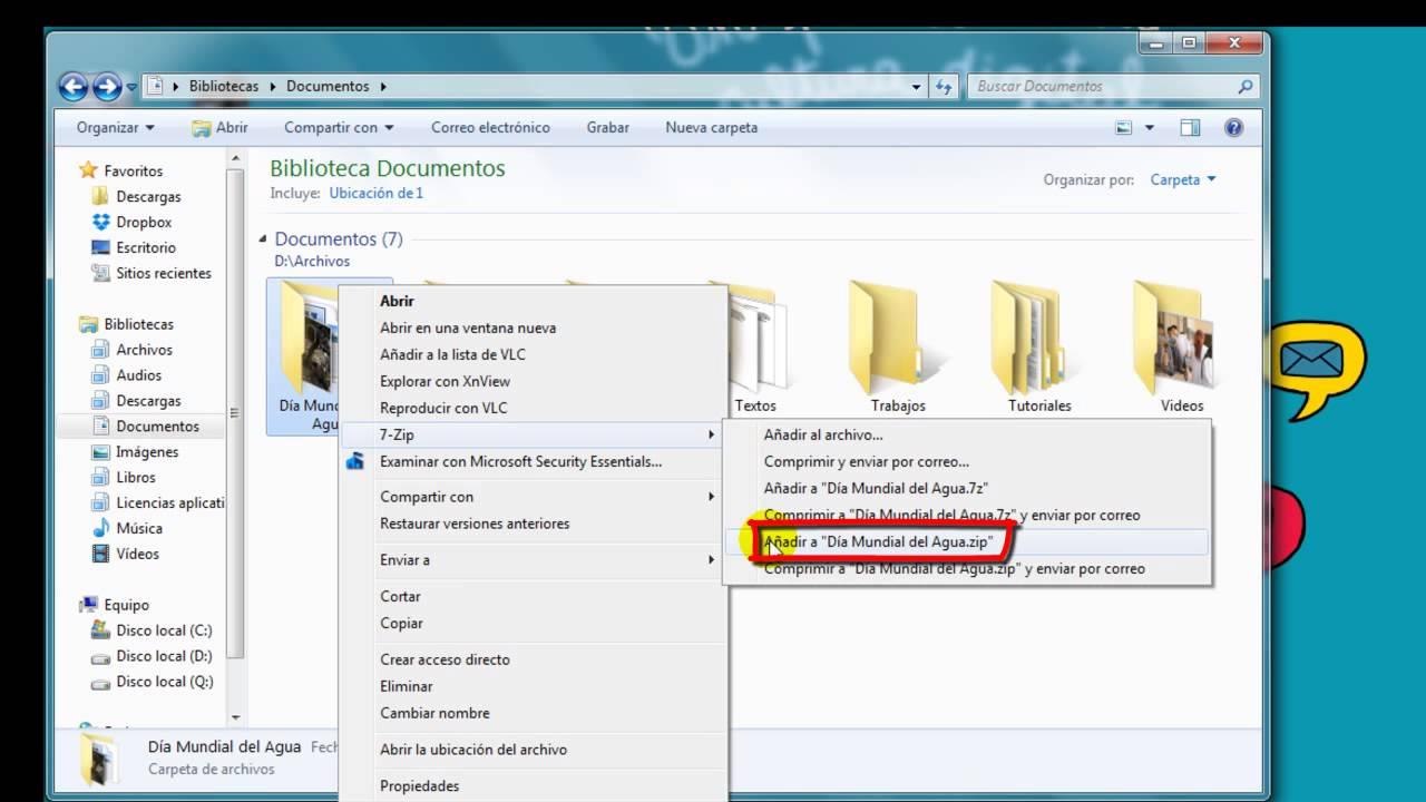 Opciones basicas de compresion en 7-Zip