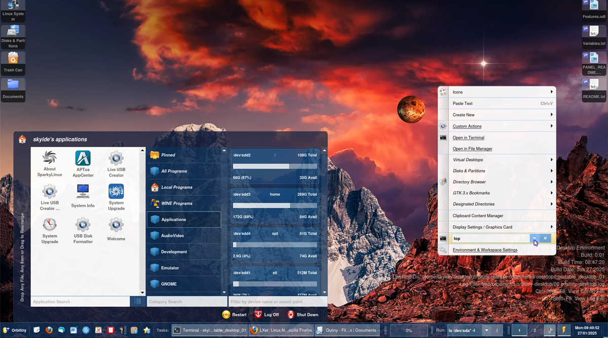 Escritorio Orbitiny en Linux