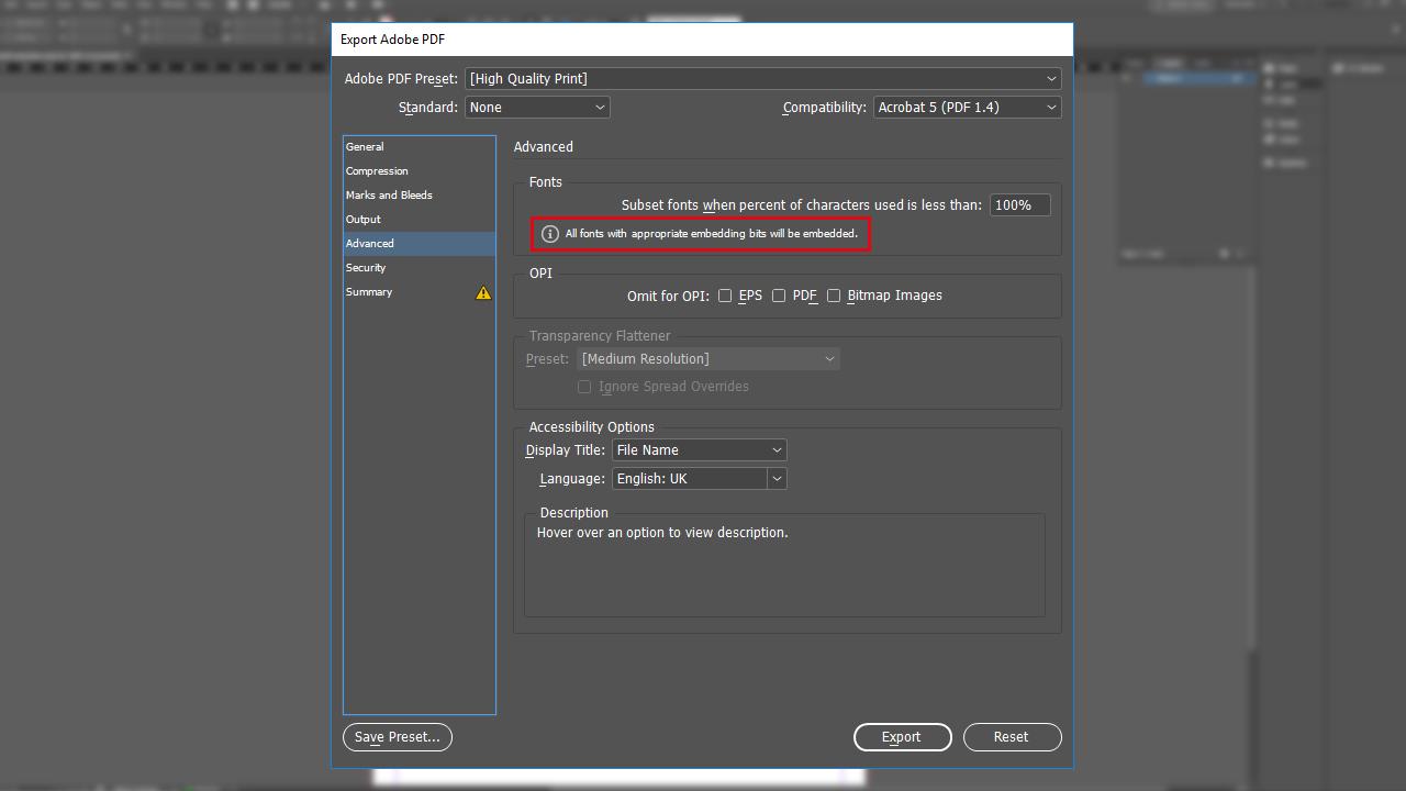 Comprobar fuentes incrustadas en PDF