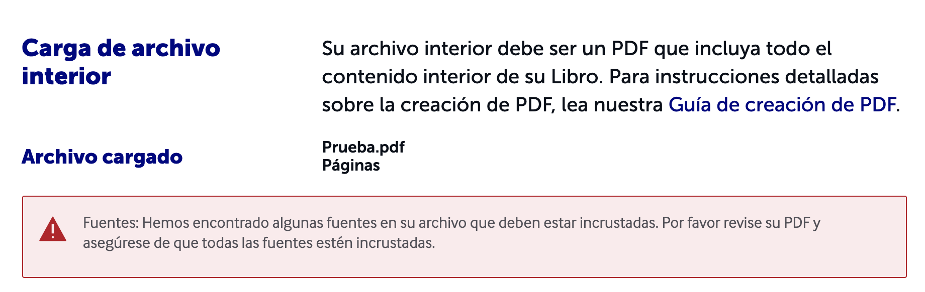 PDF con fuentes incrustadas