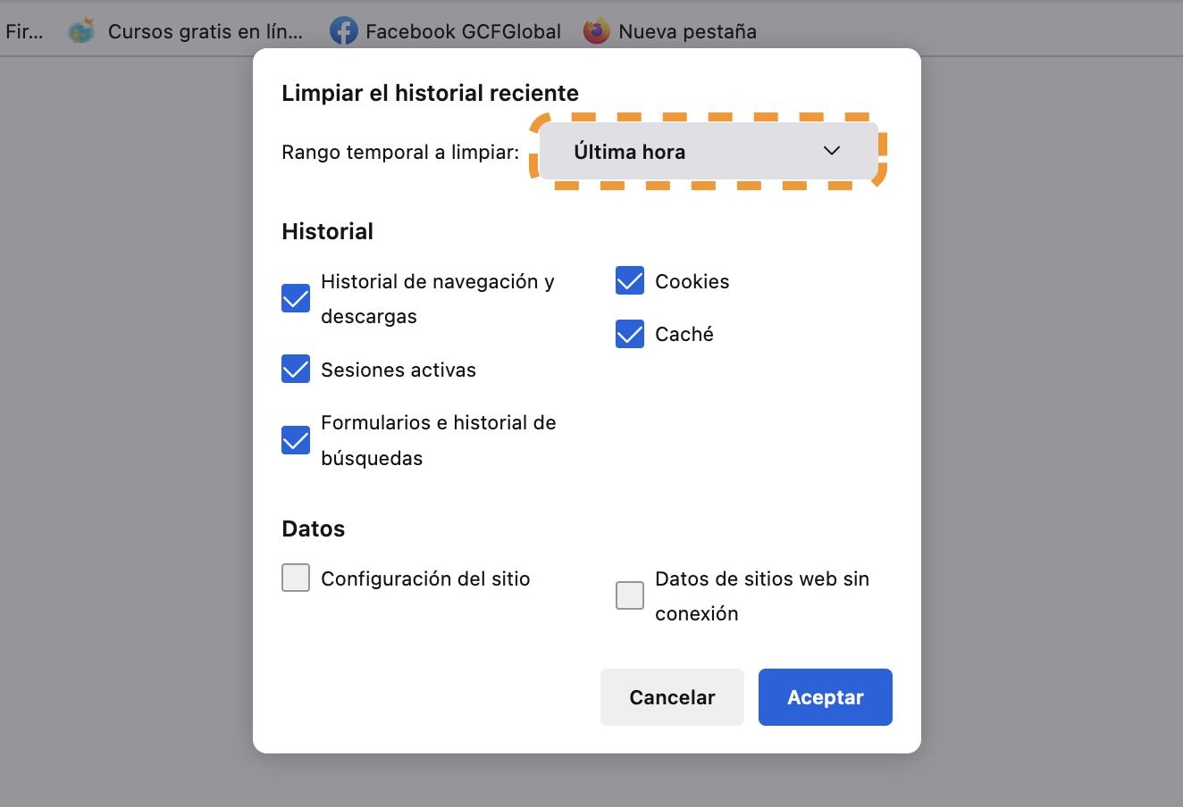 Forzar restauración de sesión en Firefox