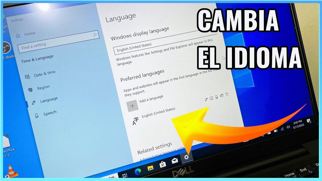 configuración idioma en consola de comandos