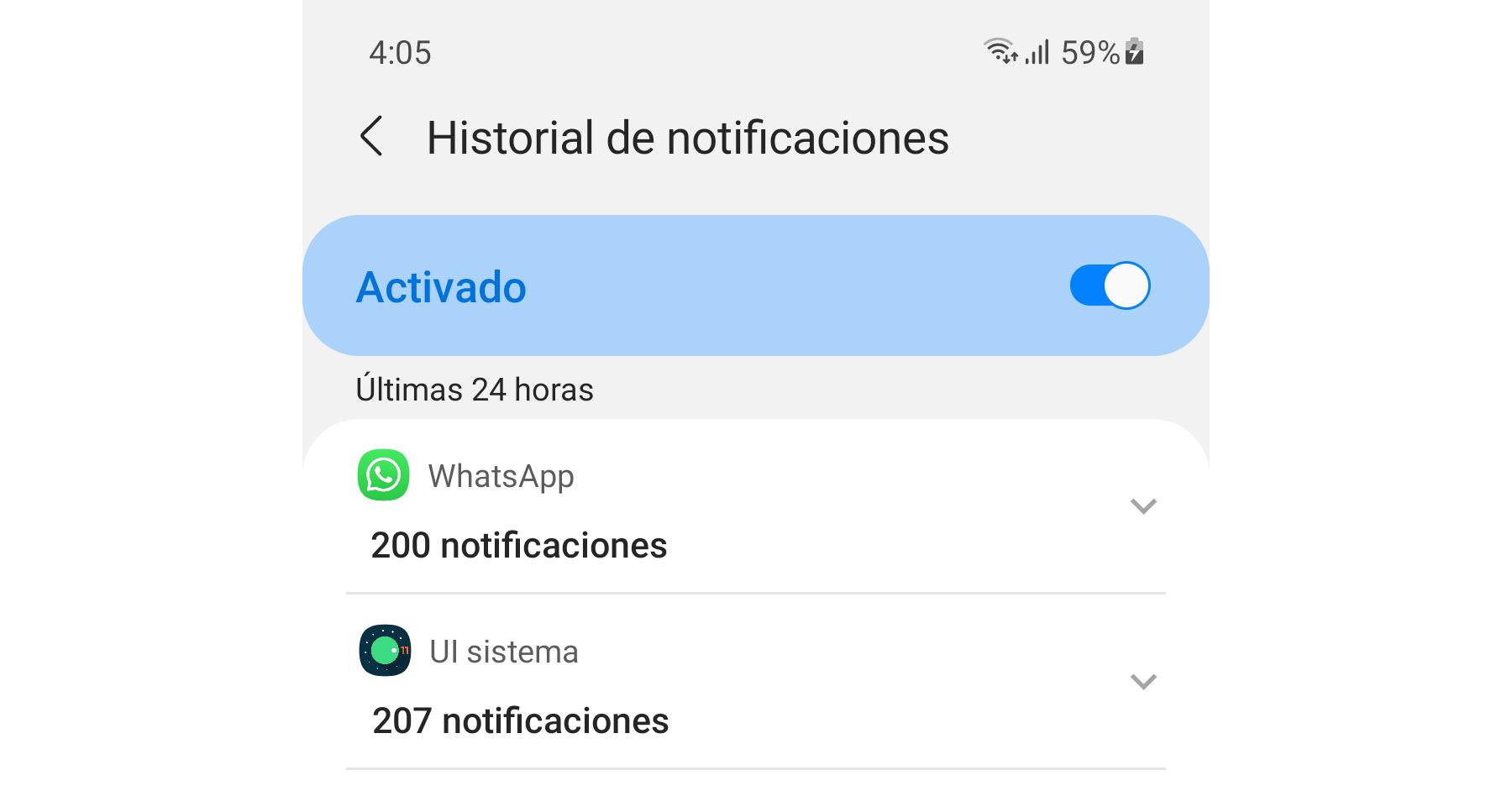 Historial de notificaciones en Android