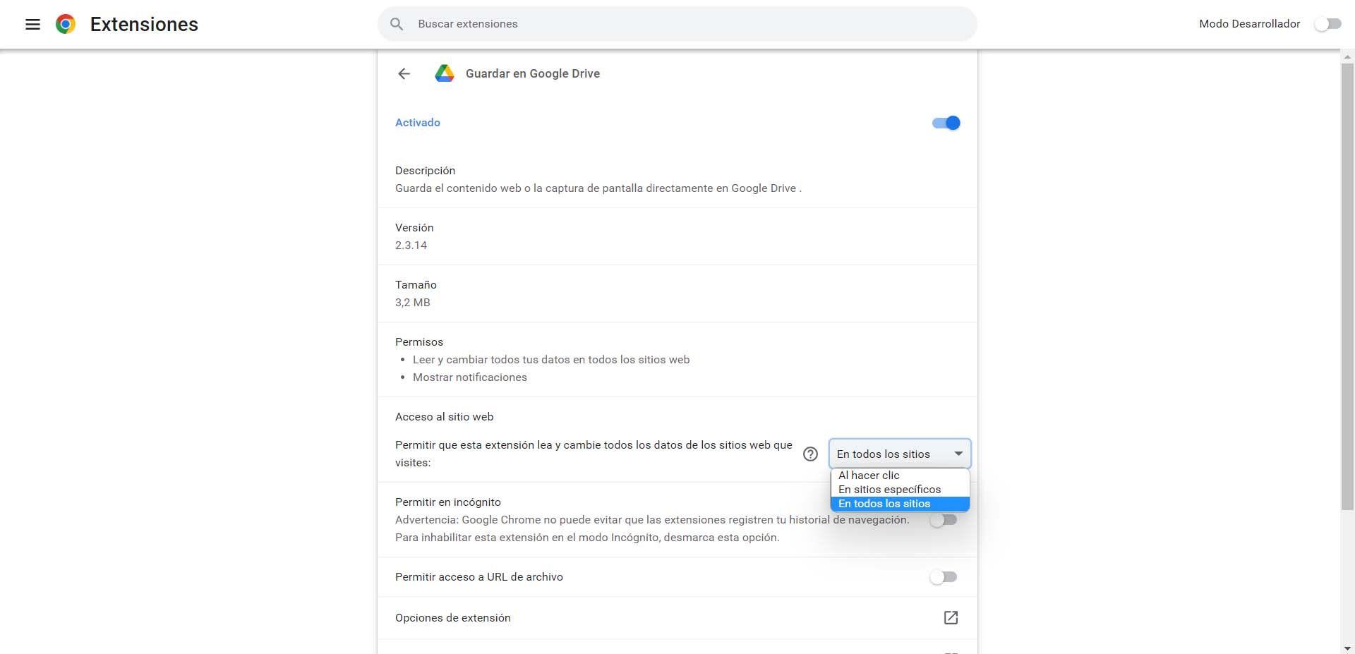 Ajustes de privacidad en Chrome