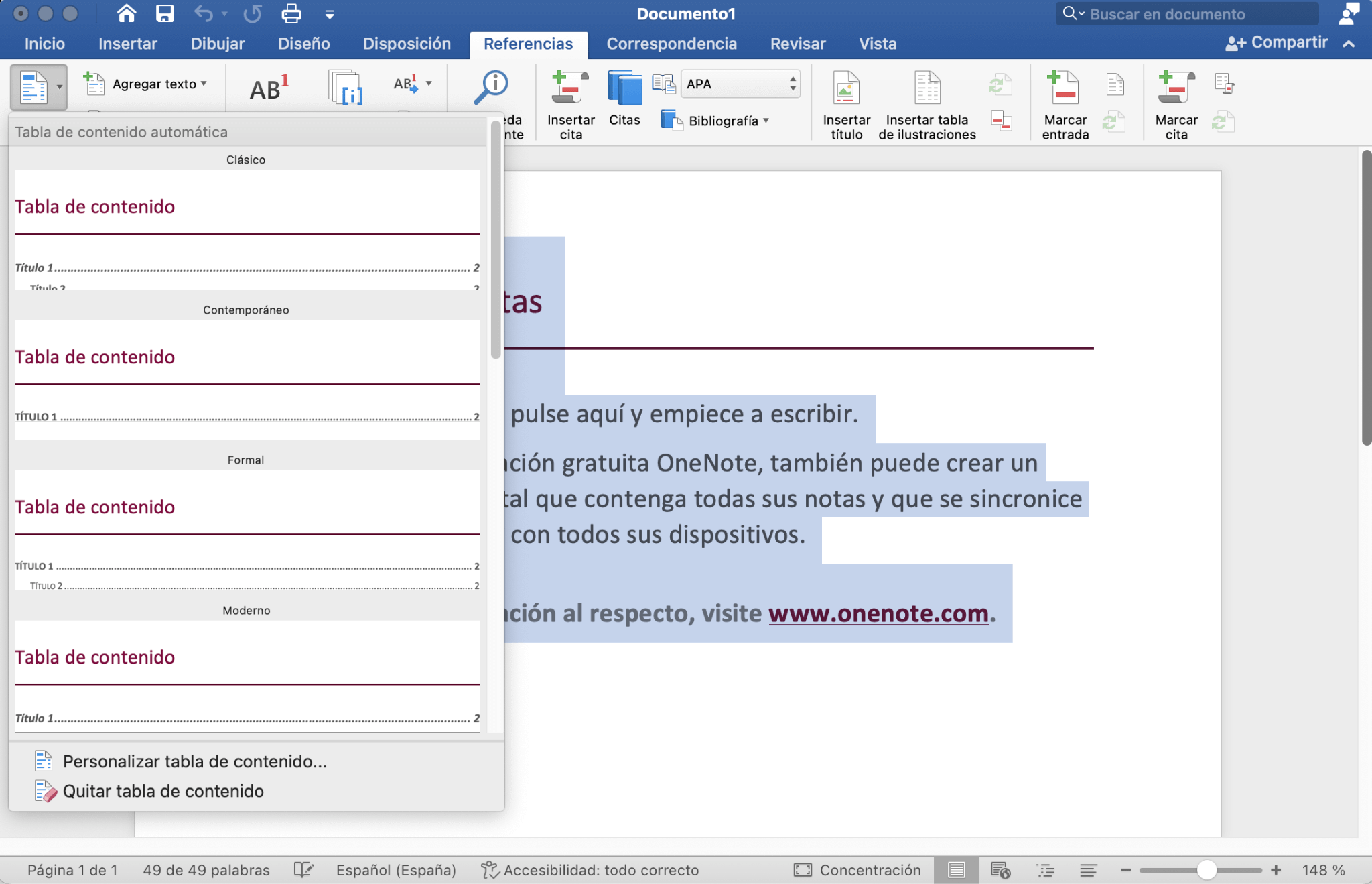 Opciones de marcadores al exportar Word a PDF