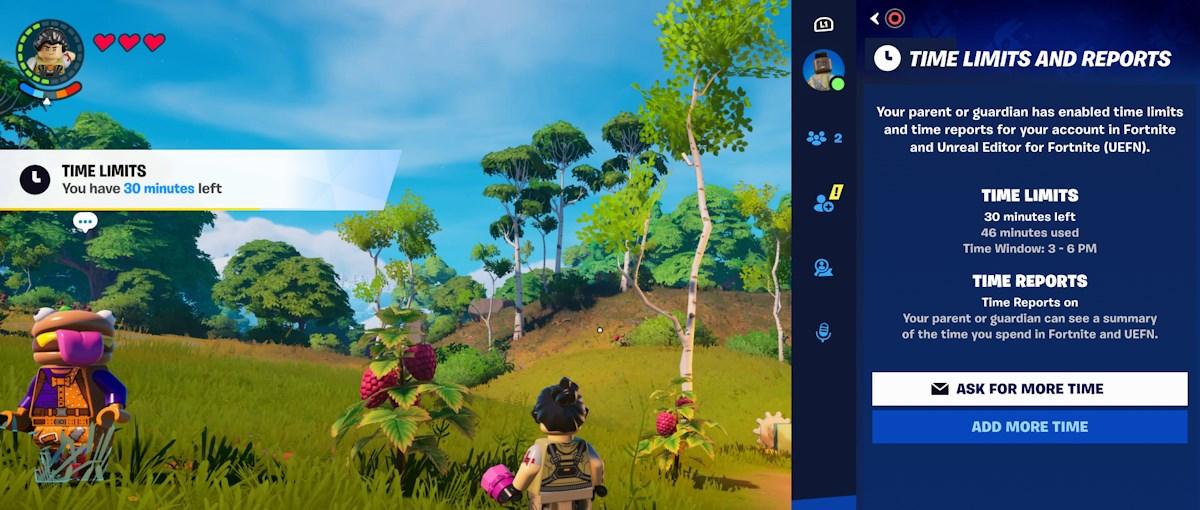 Menú de controles parentales de Fortnite