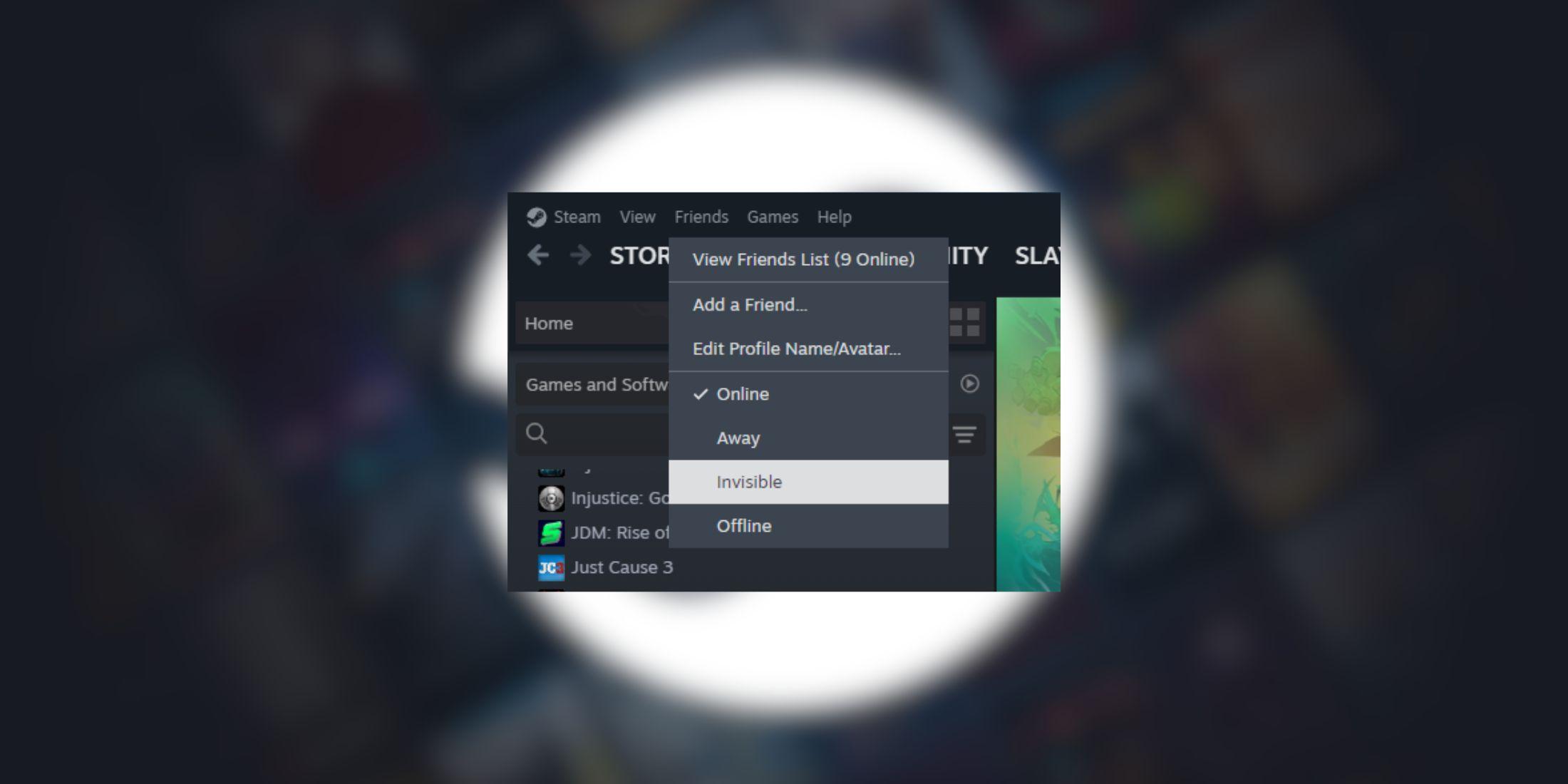 Modo invisible en Steam