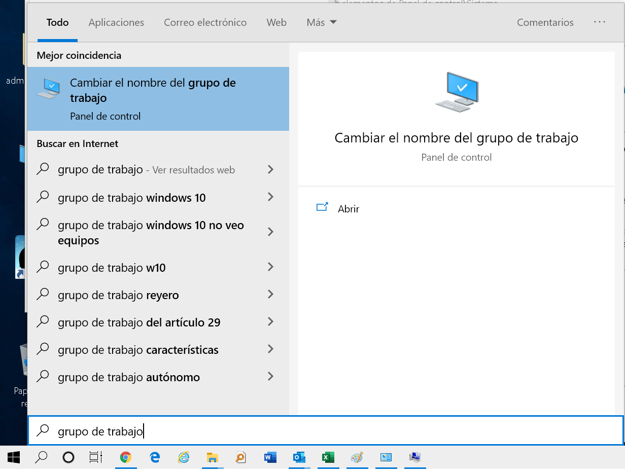 configurar grupo de trabajo en Windows