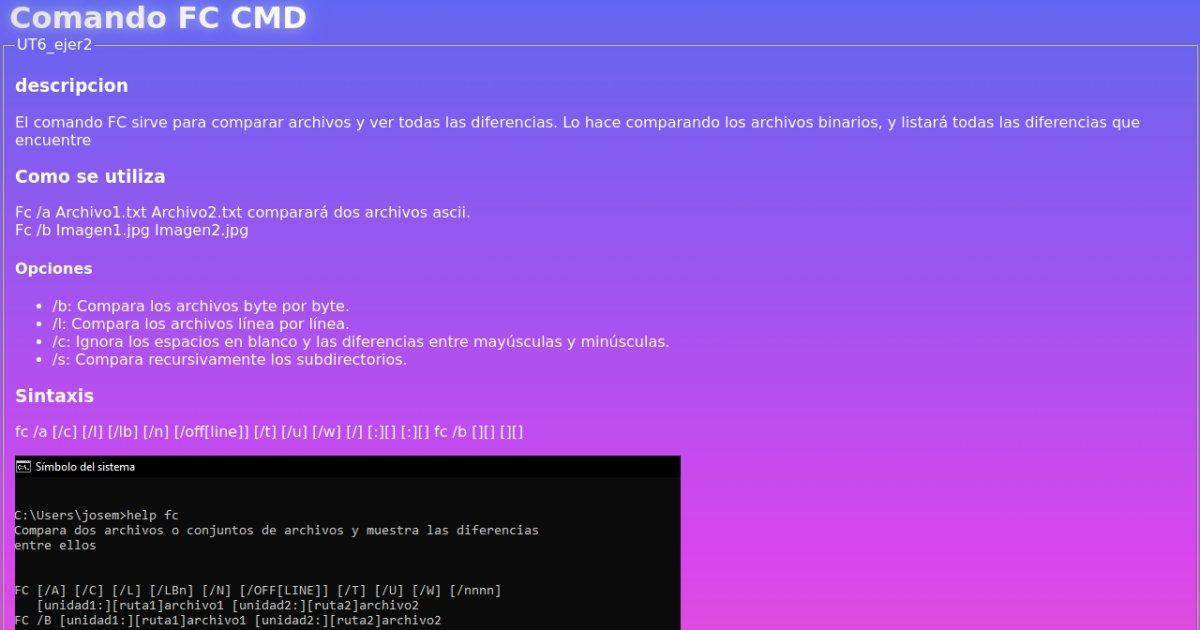 Comparar archivos con el comando FC en Windows