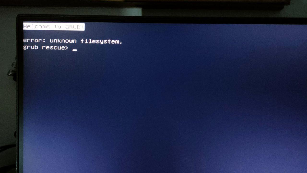 Mensaje unknown filesystem en pantalla de arranque