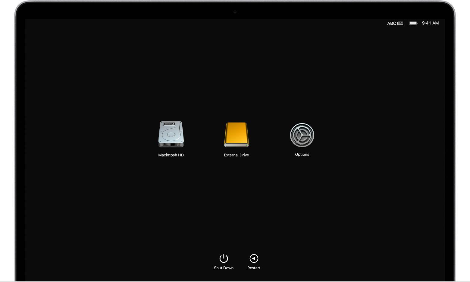 Opciones de recuperación en Mac Intel