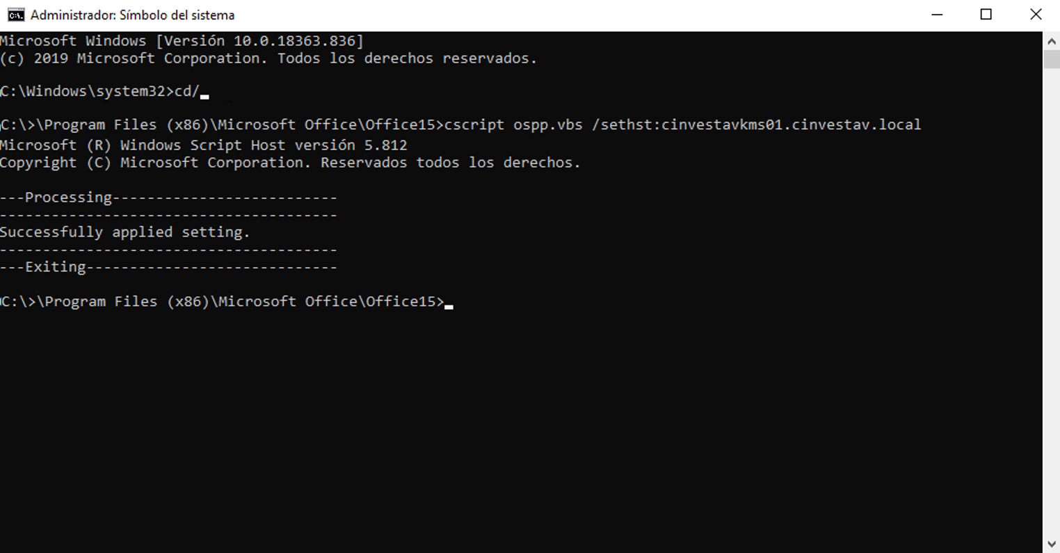 Reactivar Office con ospp.vbs