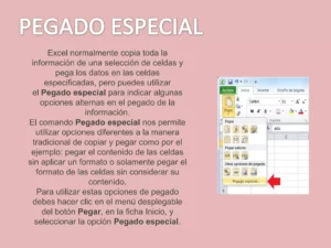 tipos de pegado en Office
