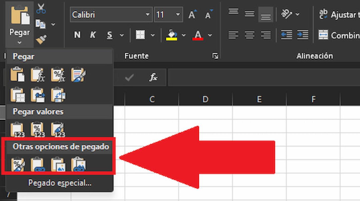 Pegado especial en Microsoft Office