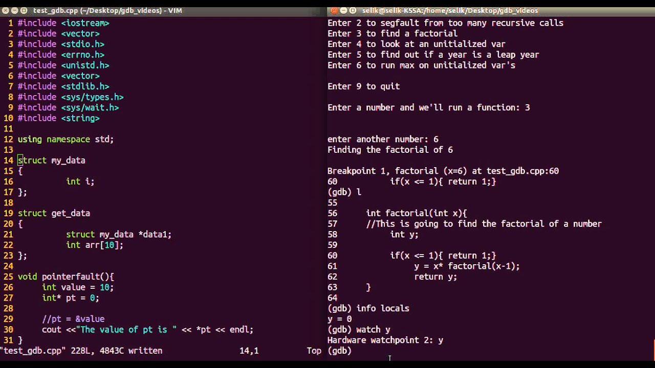 Compilar y depurar con gdb