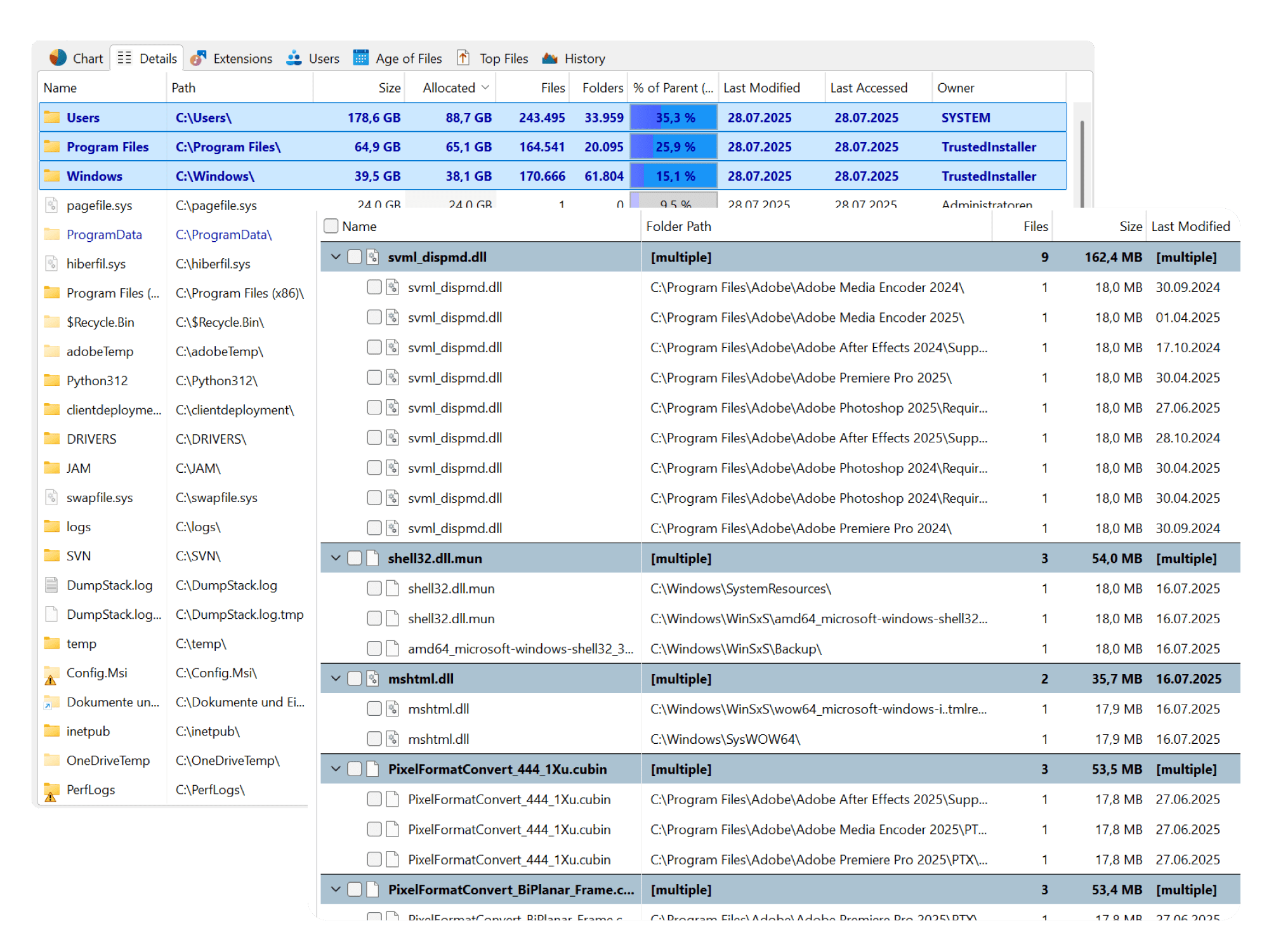 Interfaz de TreeSize Free