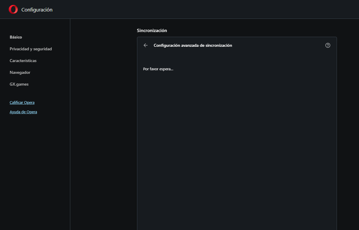Navegador Opera sincronización lenta