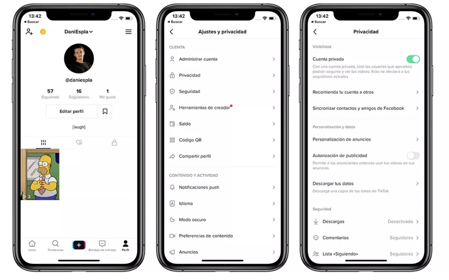 Opciones de privacidad de TikTok