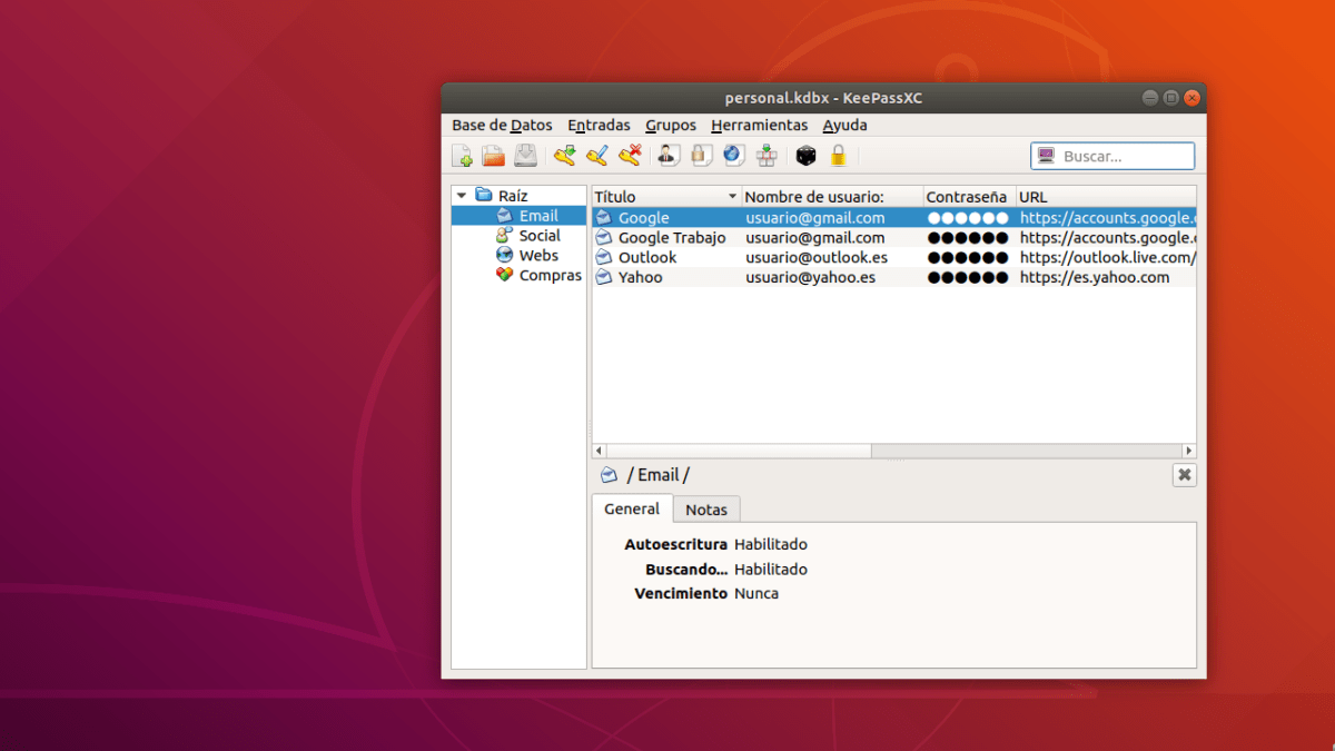 Funciones avanzadas KeePassXC