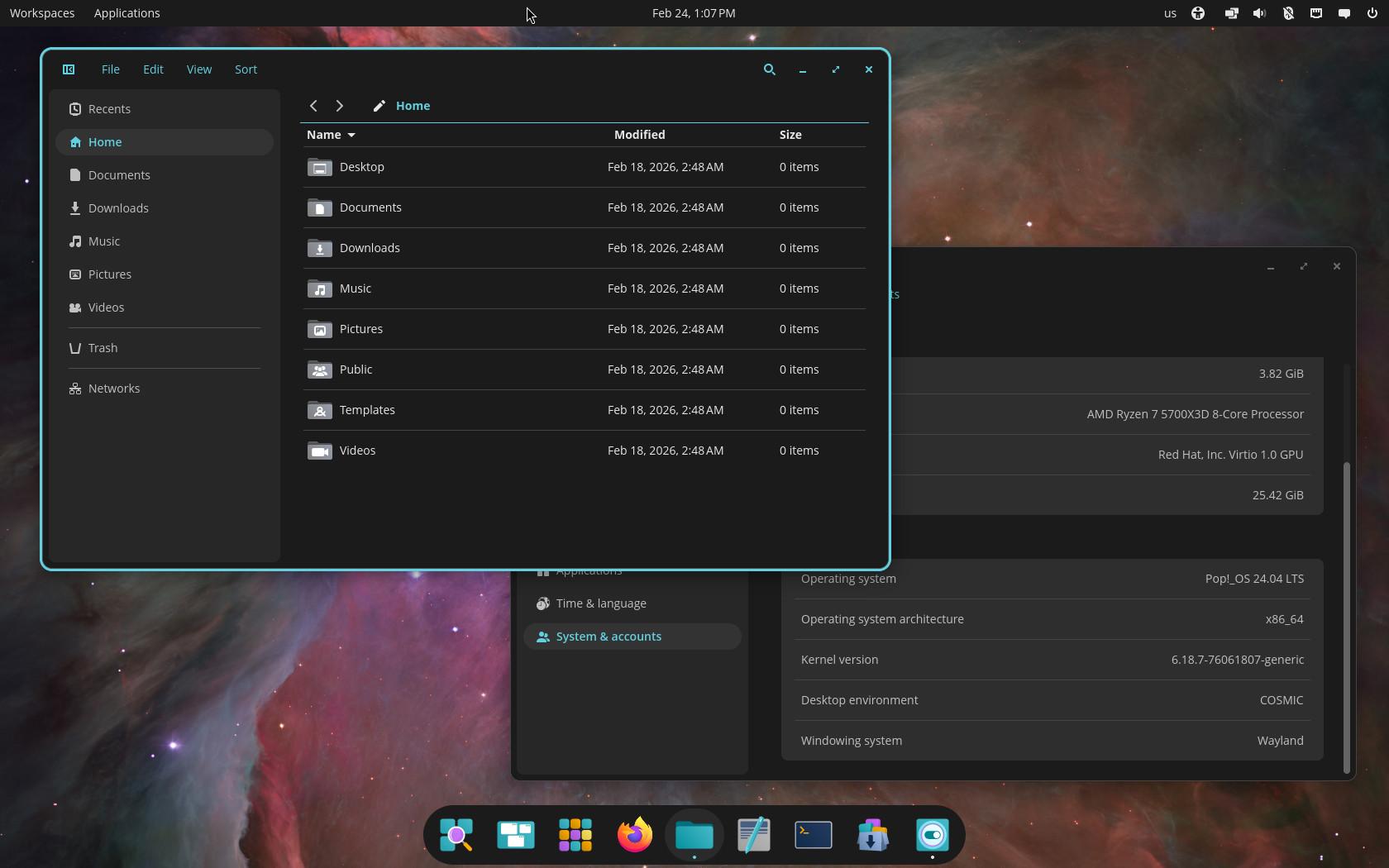 Entorno COSMIC Desktop en Linux