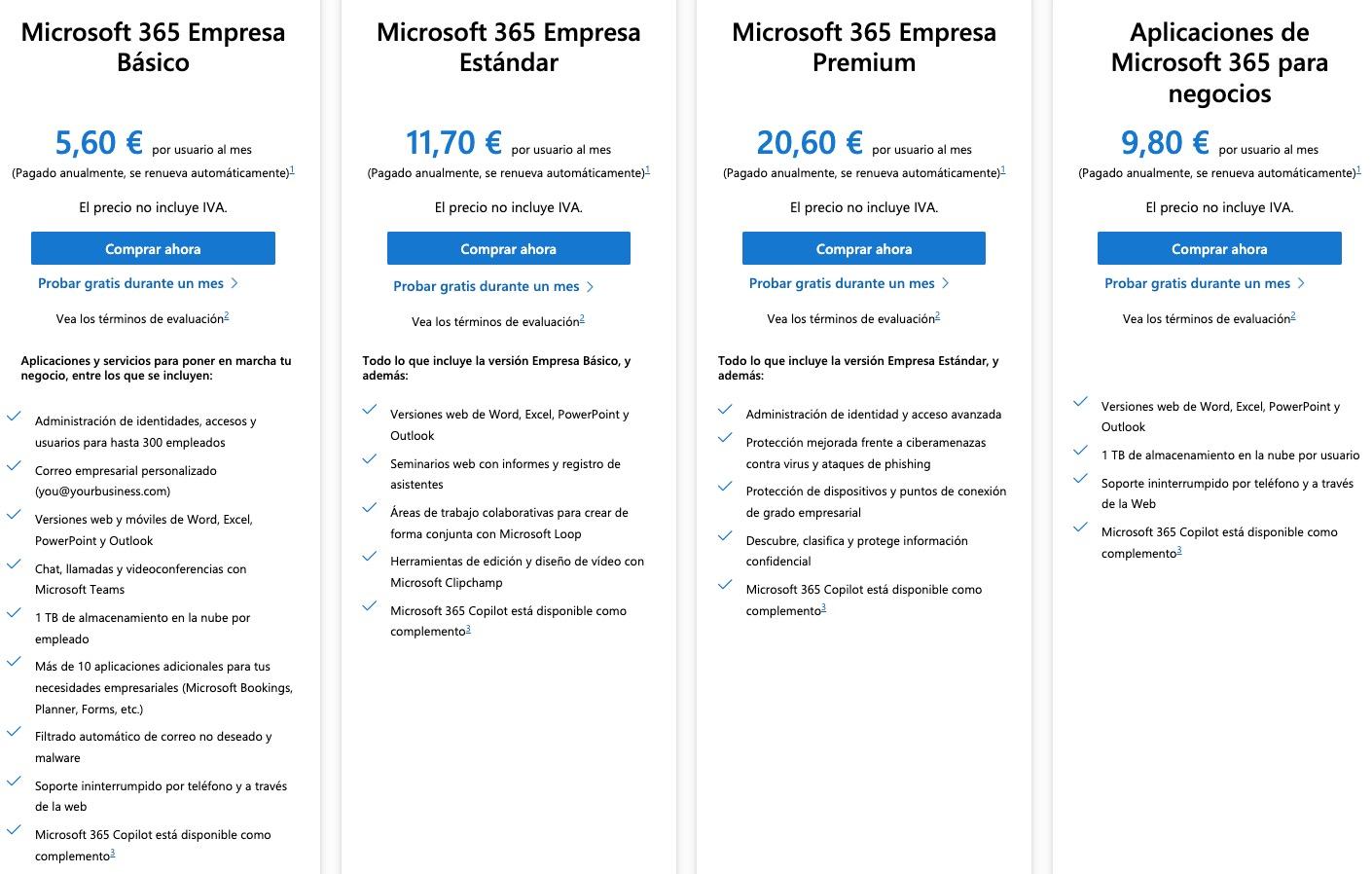 Planes Microsoft 365 para empresas