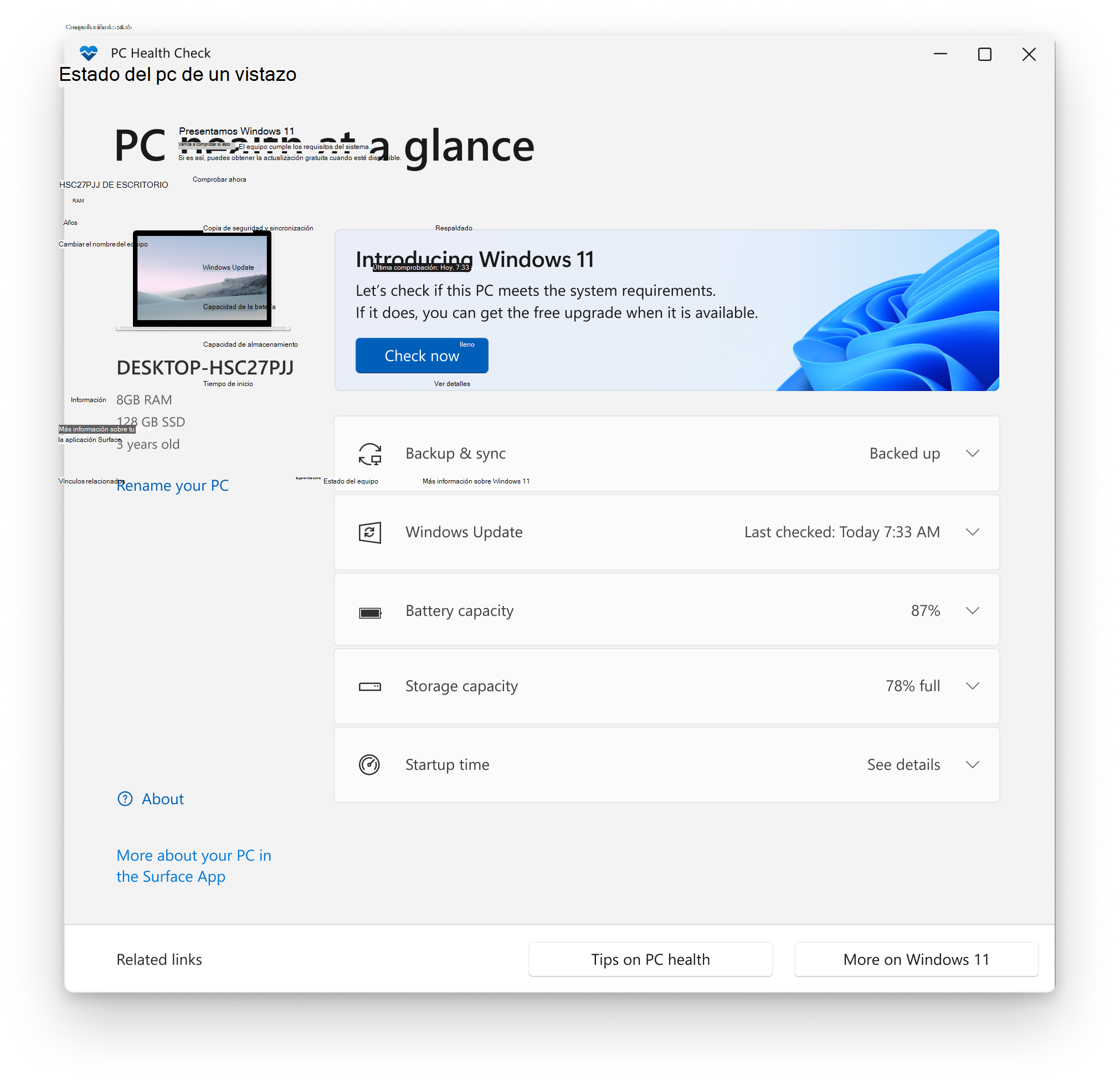 Configuración del monitor del sistema y presencia