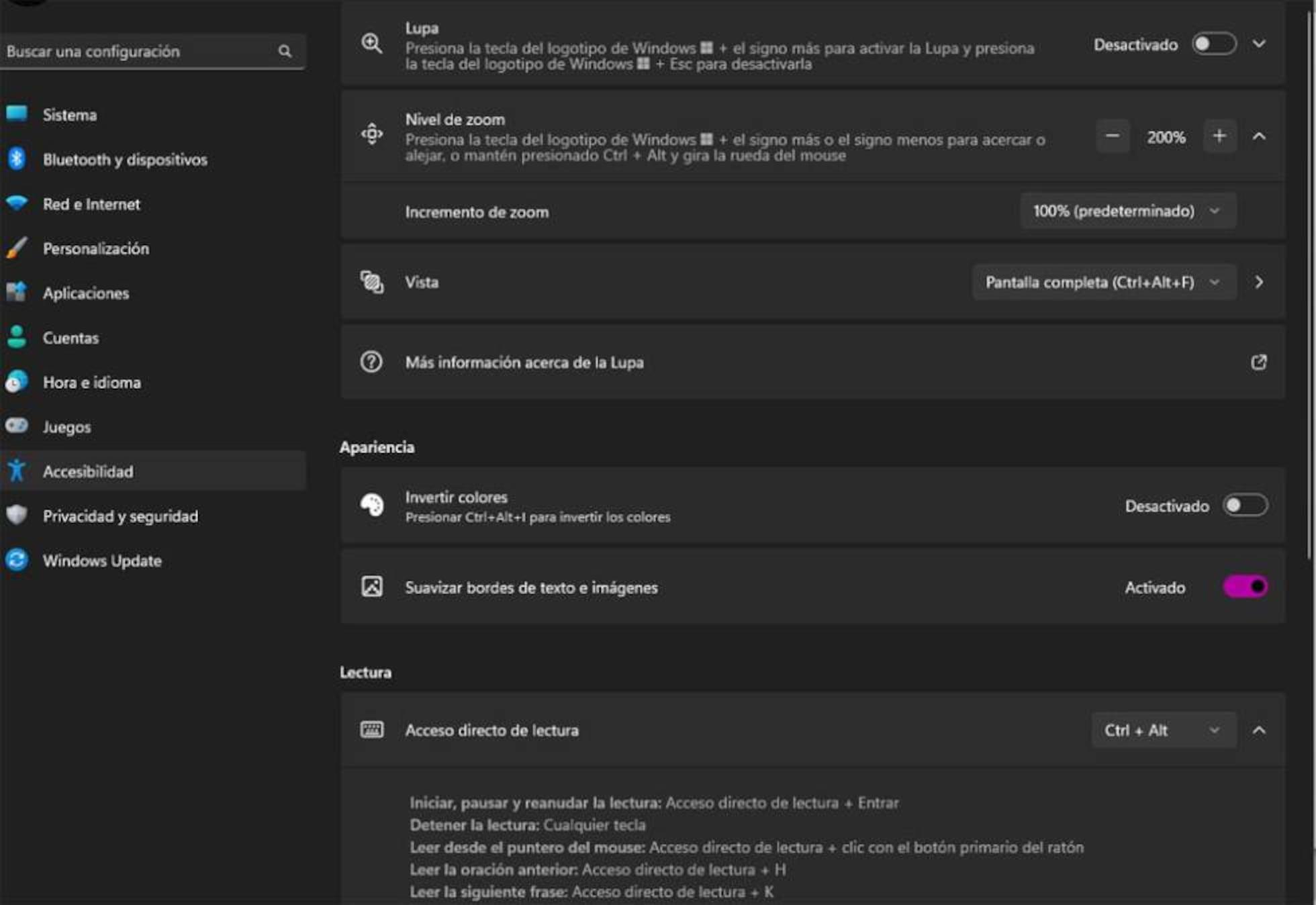 ajustar el nivel de zoom de la lupa en Windows 11