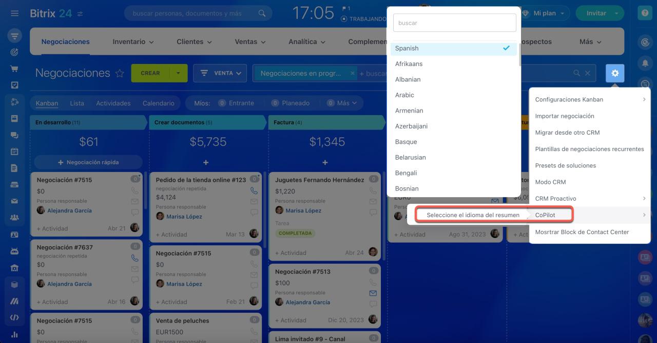 Selección de idioma principal de Copilot Selección de idioma principal de Copilot
