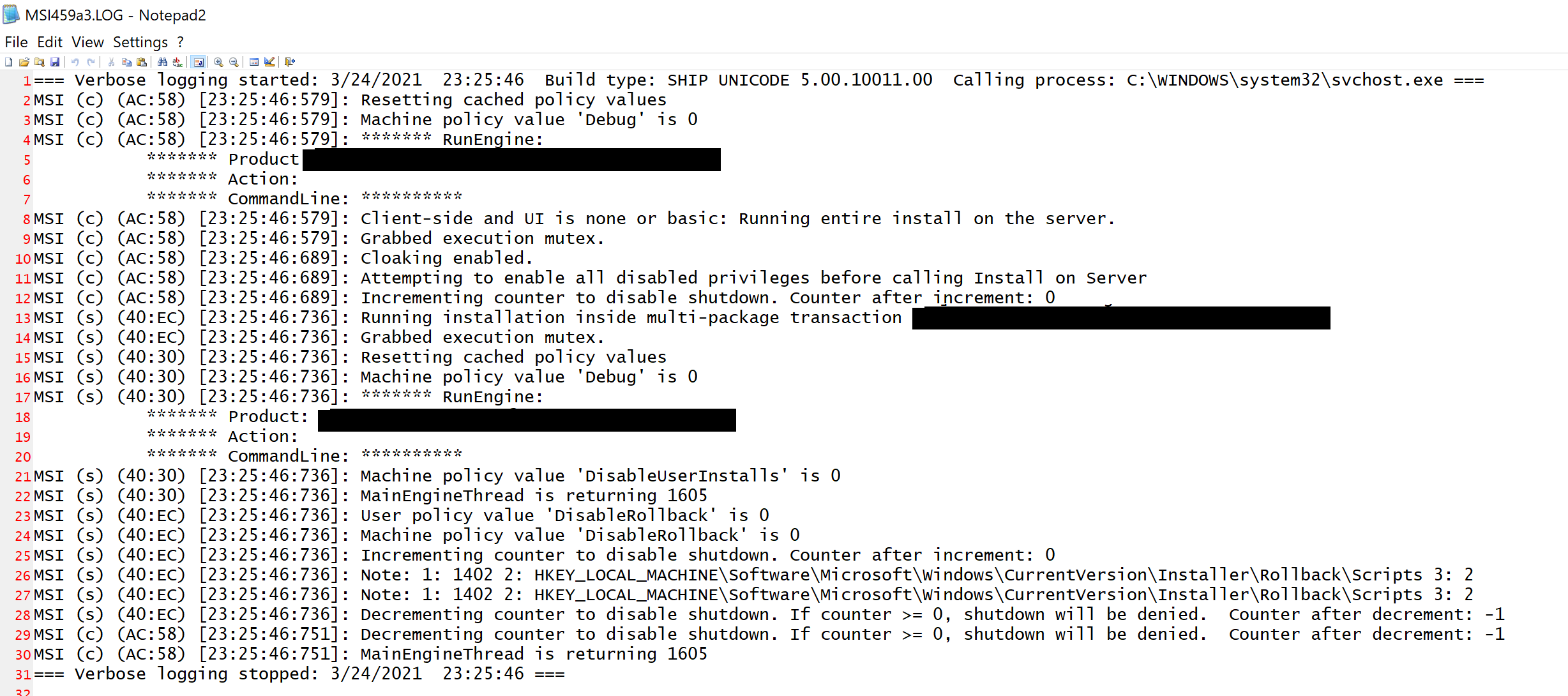 Ubicaciones de logs de instalación Ubicaciones de logs de instalación