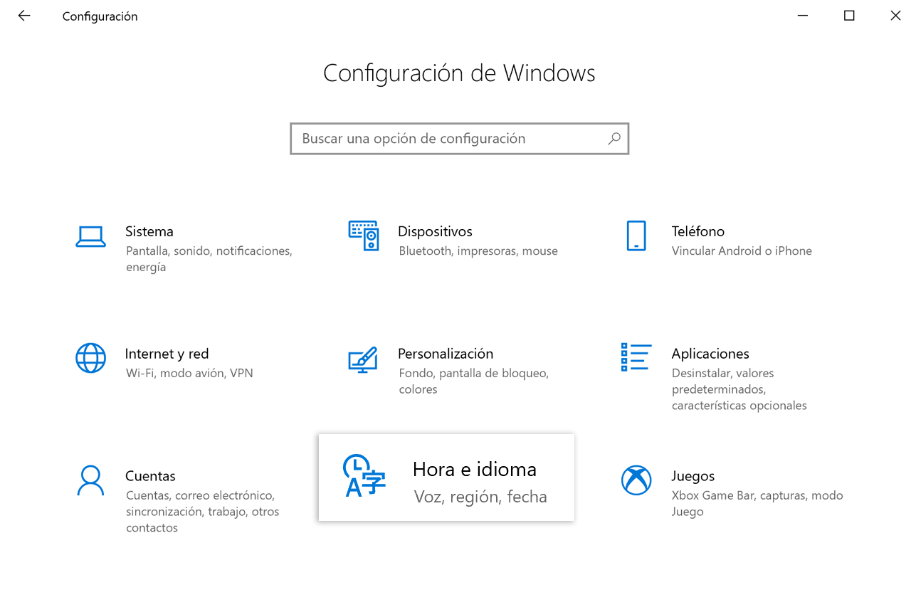 panel de control de teclado en windows