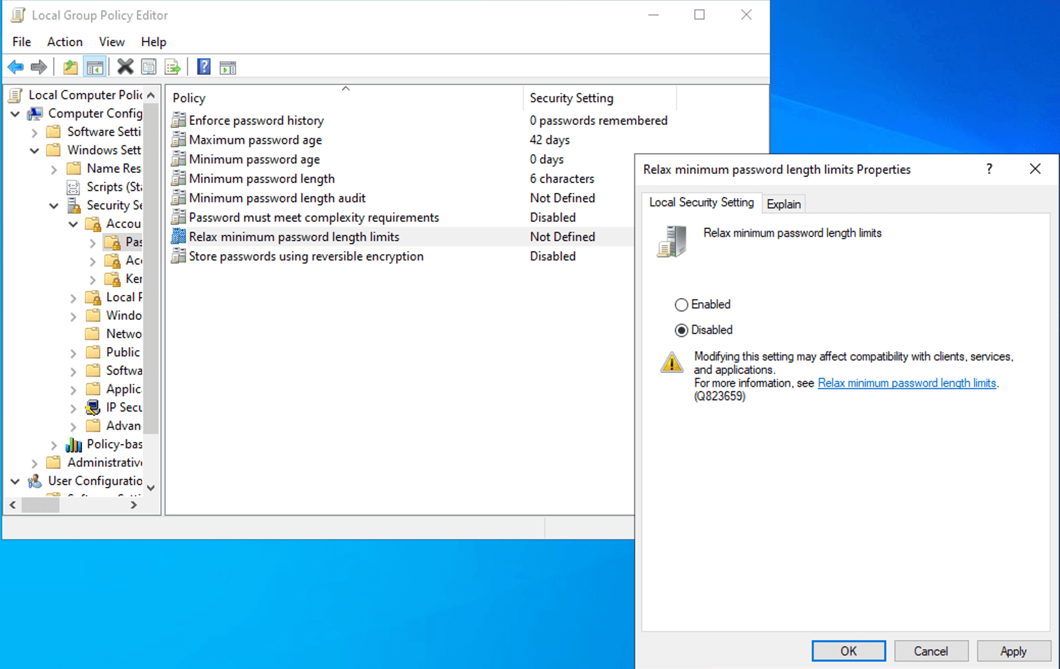 Auditoría de seguridad con Local Group Policy