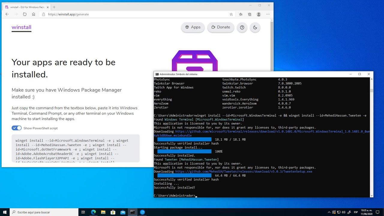 Uso de winget en Windows