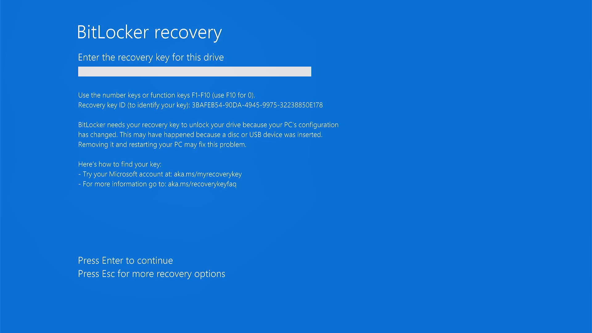 Recuperar clave de recuperación de BitLocker