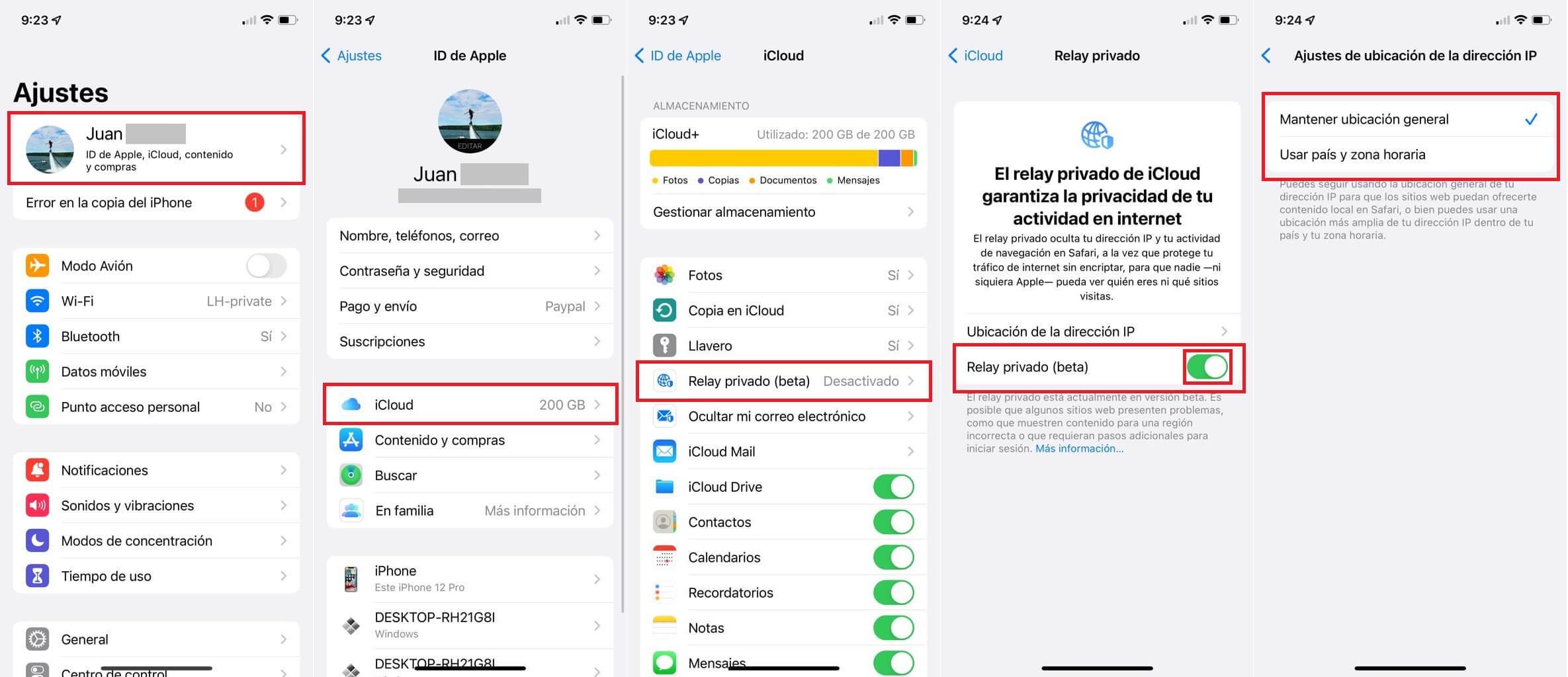 Activar Relay Privado de iCloud en los dispositivos de Apple