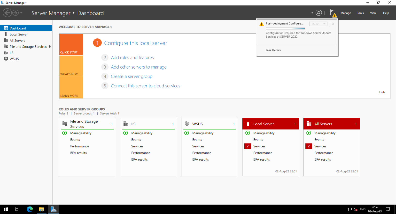 Requisitos para configurar WSUS