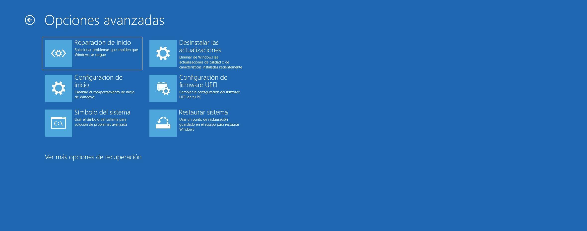 Entorno de recuperación de Windows