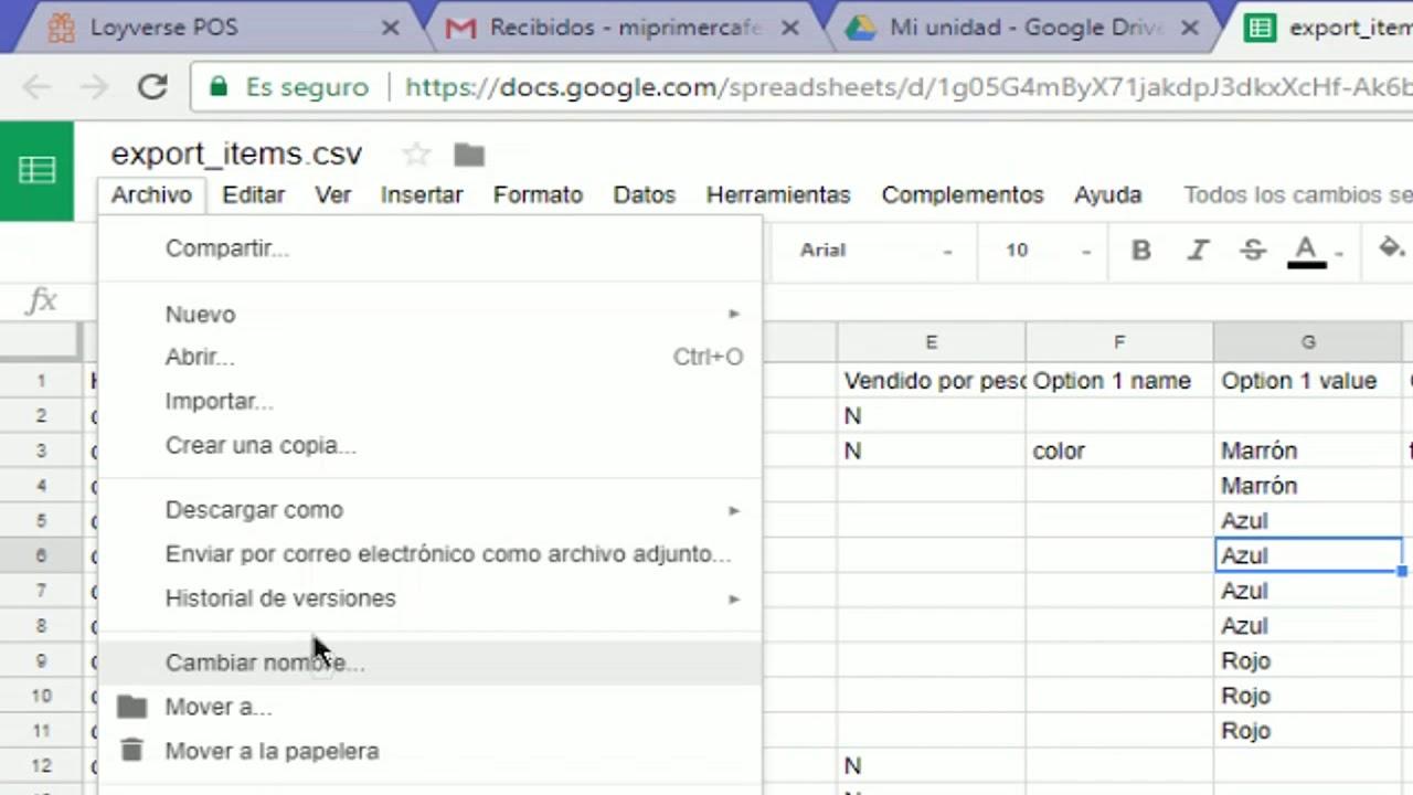 Ejemplo de archivo CSV UTF-8