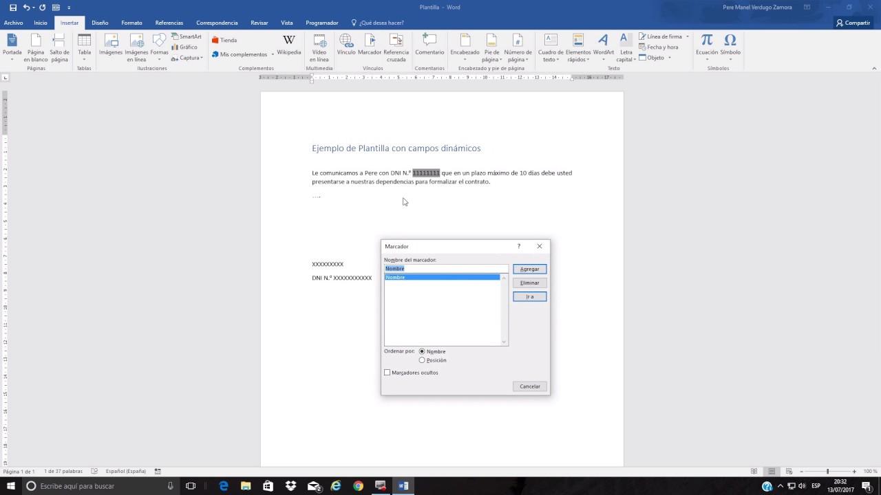 Plantillas dinámicas con campos automáticos en Word